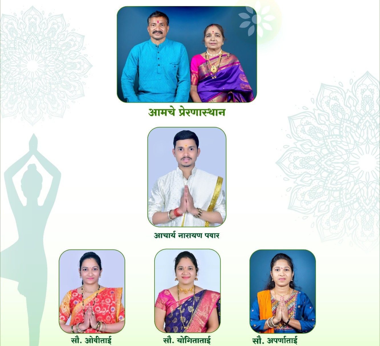 Aachary Narayan Pawar and students practicing yoga